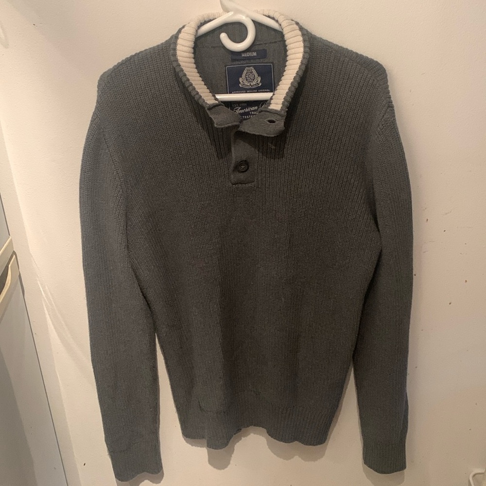 Handsome American Rag Textured Grey Quarter Button Sweater SZ Medium 💪